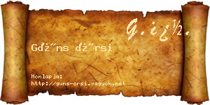Güns Örsi névjegykártya